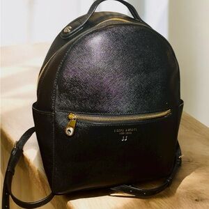 Henri Bendel Soho Black Leather Backpack Purse Gold Hardware w/Dust Bag